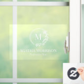 白手描きフローラリースMonogram名 ウィンドウサイン (ホーム)