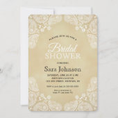 白手描きペイズリー、素朴ブライダルシャワー 招待状 (正面)