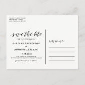 白手文字のスクリプト写真の日付の保存 案内ポストカード (裏面)