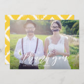 白手文字のスクリプト写真結婚の感謝 サンキューカード (正面/裏面)