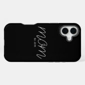 白抜きの文字で「Established Mom」とデザインされたブラックのiPhoneケース iPhoneケース (裏面横)