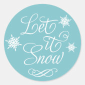 白抜きのLet It Snow アクアスノーフレーク ラウンドシール (正面)