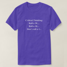 白抜きテキストで面白い批判的思考フレーズ Tシャツ