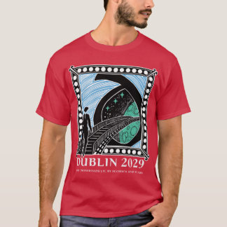 白抜きレトロ調の文字でDublin2029 Tシャツ