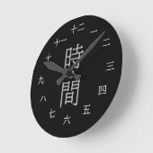 白抜き漢字のブラック時計 ラウンド壁時計 (傾斜)