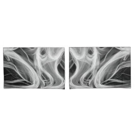 白抽象芸術渦巻き煙デザインオンブラック 枕カバー