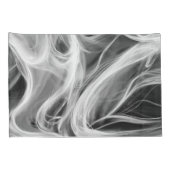 白抽象芸術渦巻き煙デザインオンブラック 枕カバー (裏面-右)