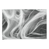 白抽象芸術渦巻き煙デザインオンブラック 枕カバー (正面右)