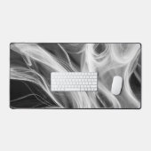 白抽象芸術煙の渦巻き デスクマット (キーボード&マウス)