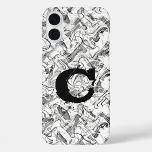 白抽象芸術煙グランジ男の子電話ケース iPhone 16 PLUSケース