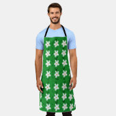 白描花文花文華道絵柄 エプロン (着用した状態)