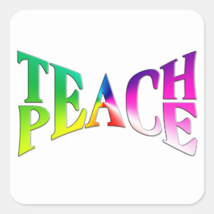 白教えのPEACE Rainbow Graphic スクエアシール