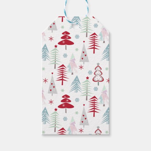 白数々の色のクリスマスツリー ギフトタグ (正面)