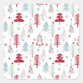 白数々の色のクリスマスツリー スクエアシール