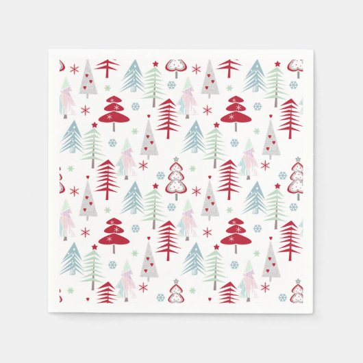 白数々の色のクリスマスツリー スタンダードカクテルナプキン (正面)