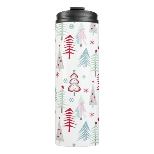 白数々の色のクリスマスツリー タンブラー (正面)