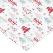 白数々の色のクリスマスツリー テーブルクロス (アングル)