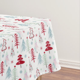 白数々の色のクリスマスツリー テーブルクロス