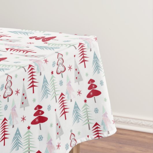 白数々の色のクリスマスツリー テーブルクロス (インサイチュ)