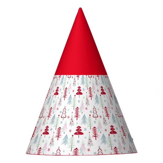 白数々の色のクリスマスツリー パーティーハット (正面)
