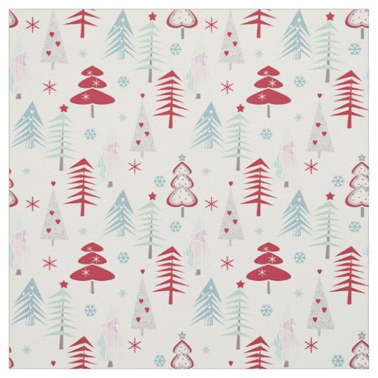 白数々の色のクリスマスツリー ファブリック (見本)