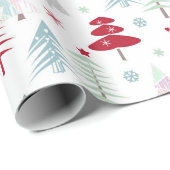 白数々の色のクリスマスツリー ラッピングペーパー (ロールコーナー)