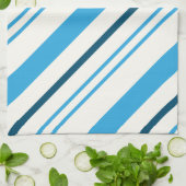 白数々の色のストライプ青い色 キッチンタオル (折り畳み)