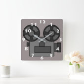 白数字フィルムプロジェクタ スクエア壁時計 (ホーム)