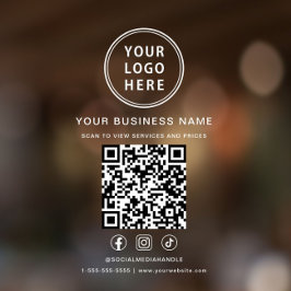 白文字のビジネス ロゴ QR コード ウィンドウサイン