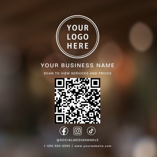 白文字のビジネス ロゴ QR コード ウィンドウサイン