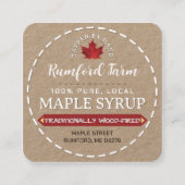 白文字の"クラフト"メープルシロップ縁ど破線 スクエア名刺 (正面)