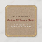 白文字の"クラフト"メープルシロップ縁ど破線 スクエア名刺 (裏面)