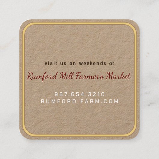 白文字の"クラフト"メープルシロップ縁ど破線 スクエア名刺 (裏面)