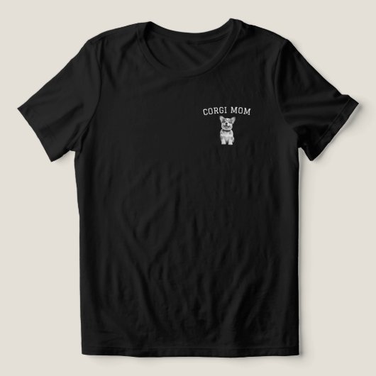白文字コーギーママTシャツ 黒 トライブレンドＴシャツ (デザイン正面)