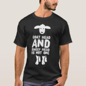 白文字付き山羊おもしろい頭引用文 Tシャツ (正面)
