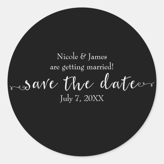 白日付スクリプトの保存カスタムパーソナライズされた ラウンドシール (正面)