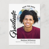 白日救卒業写真アーチ黒文字 インビテーションポストカード (正面)