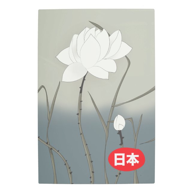 白日本のバラ メタルプリント (正面)