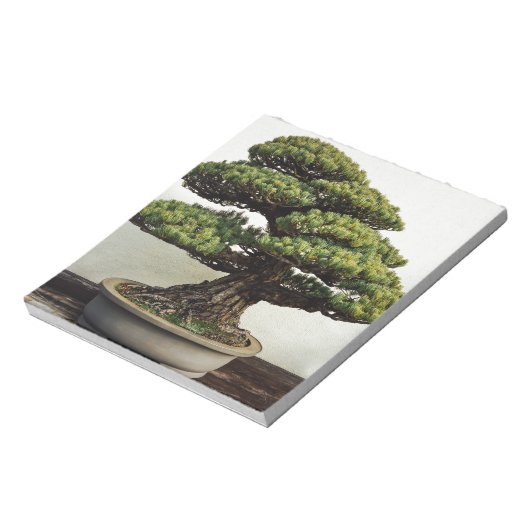白日本の松の盆栽 ノートパッド (回転)