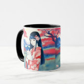 白日本の猫の少女 マグカップ (正面左)
