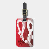 白日本の龍の赤 ラゲッジタグ (正面縦)