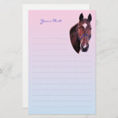 白星芸術文筆紙付き栗馬 便箋 (正面/裏面)