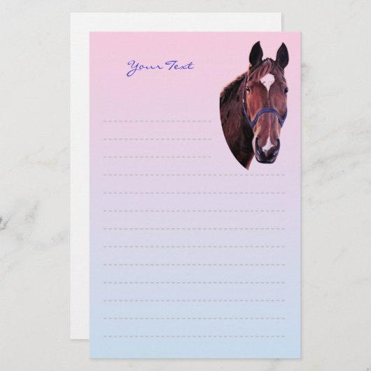 白星芸術文筆紙付き栗馬 便箋 (正面/裏面)