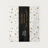 白星/金ゴールド星(メッセージ/写真記念日) タペストリー (正面)