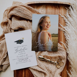 白書の卒業招待状と発表 サンキューカード