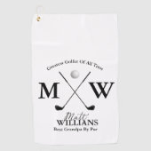 白最高のの上の祖父の名前モノグラム ゴルフタオル (正面)