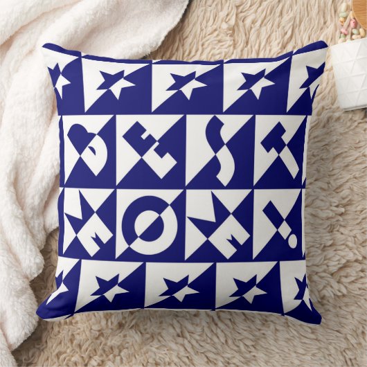 白最高の模様と星の母の青 クッション (ブランケット)