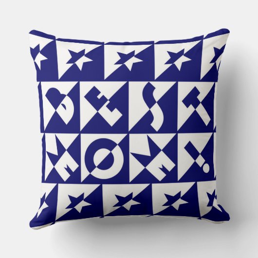 白最高の模様と星の母の青 クッション (裏面)