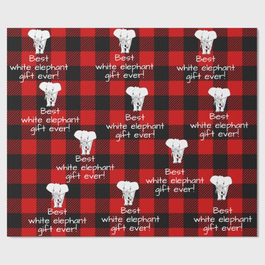 白最高の象贈与交換バッファロープレイド ラッピングペーパー (フラット)