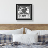 白最高の黒の可愛いフォトフレームの友だち キャンバスプリント (インサイチュ (寝室))